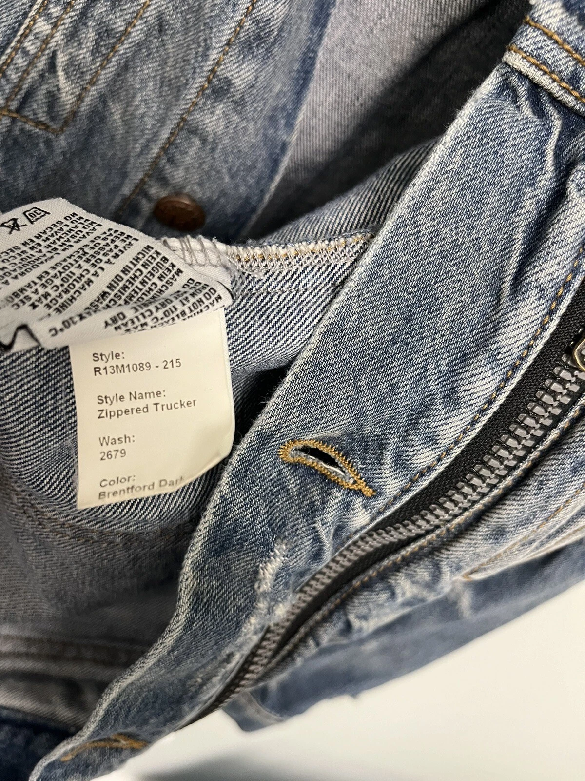 $1250 R13 Distressed Zipper Trucker Blue Jacket Large - product detail image 17