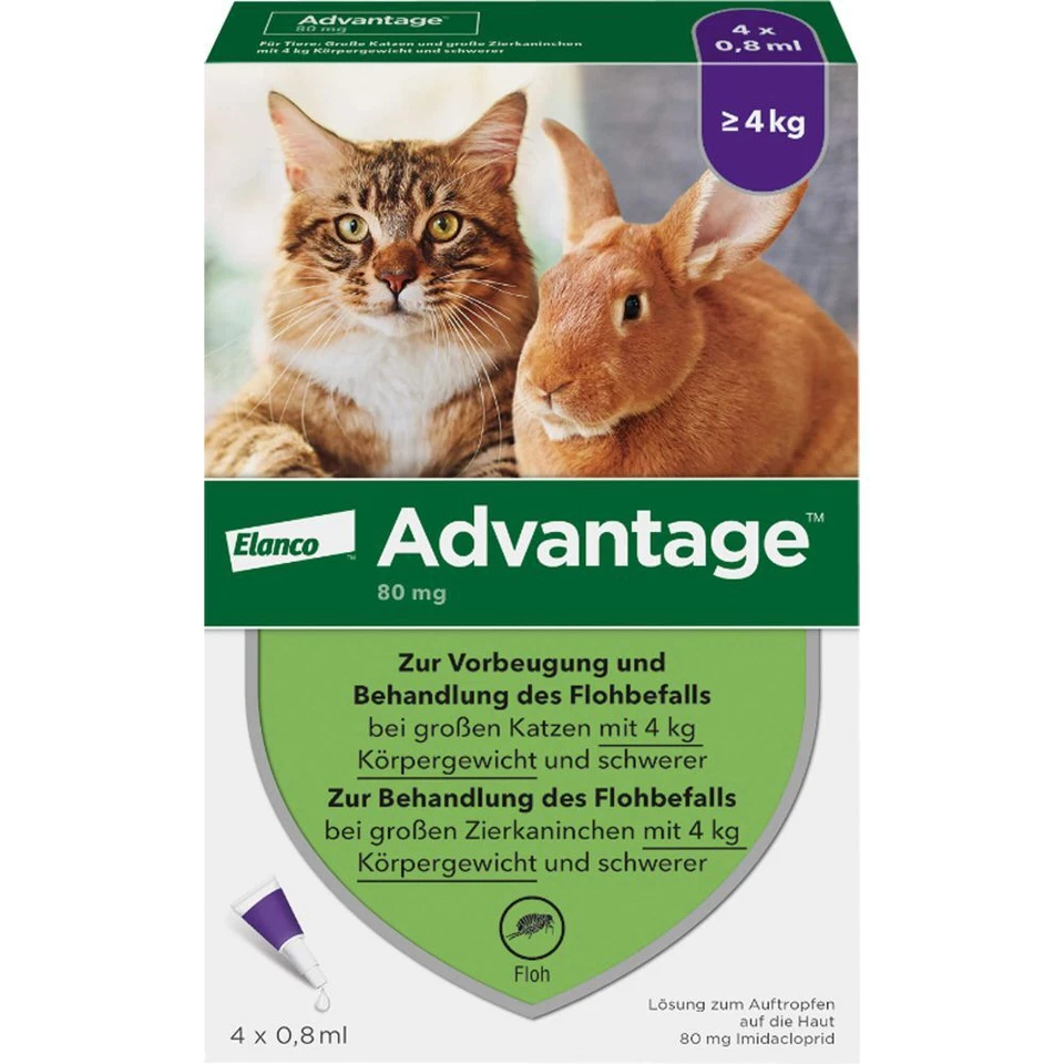 ELANCO DEUTSCHLAND GMBH ADVANTAGE 80 mg f.gr.Katzen u.gr.Zierkaninchen 3.2 ml PZN09670104