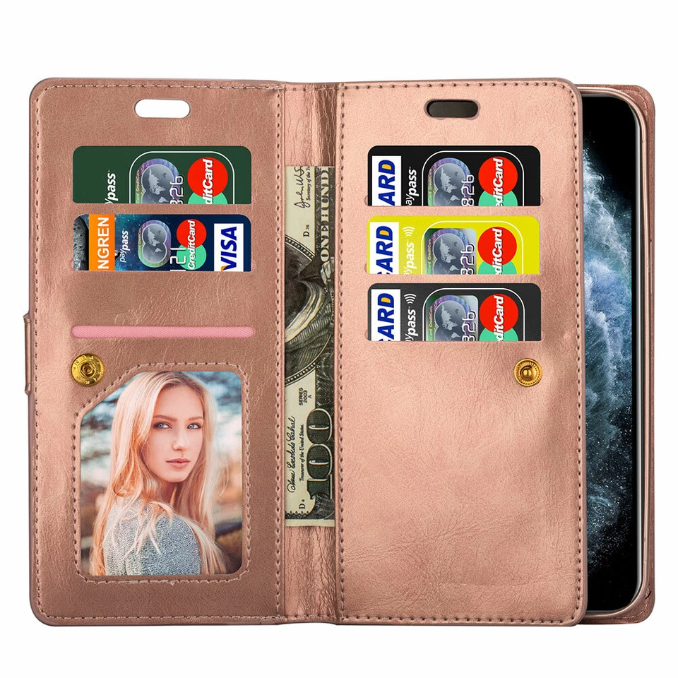 F IPhone 13 Pro Max Handy Flip Multi Card Pocket Wallet Stand Leather Case Cover - Image 4 of 4