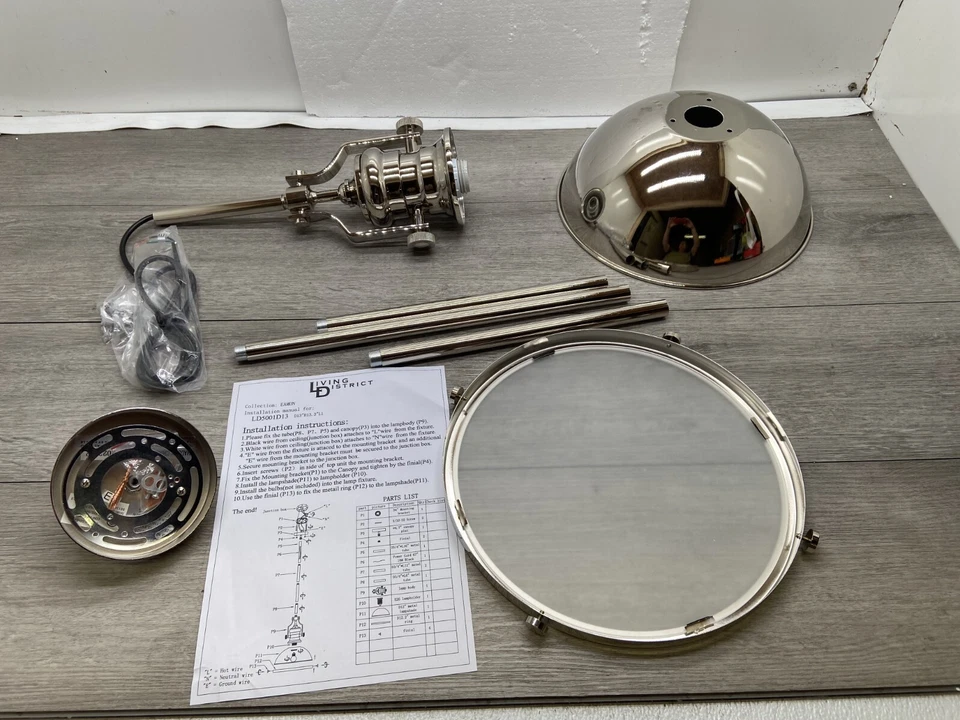 Elegant Lighting LD5001D13PN Eamon Single Pendant 13” Fixture Lighting - Image 2 of 3