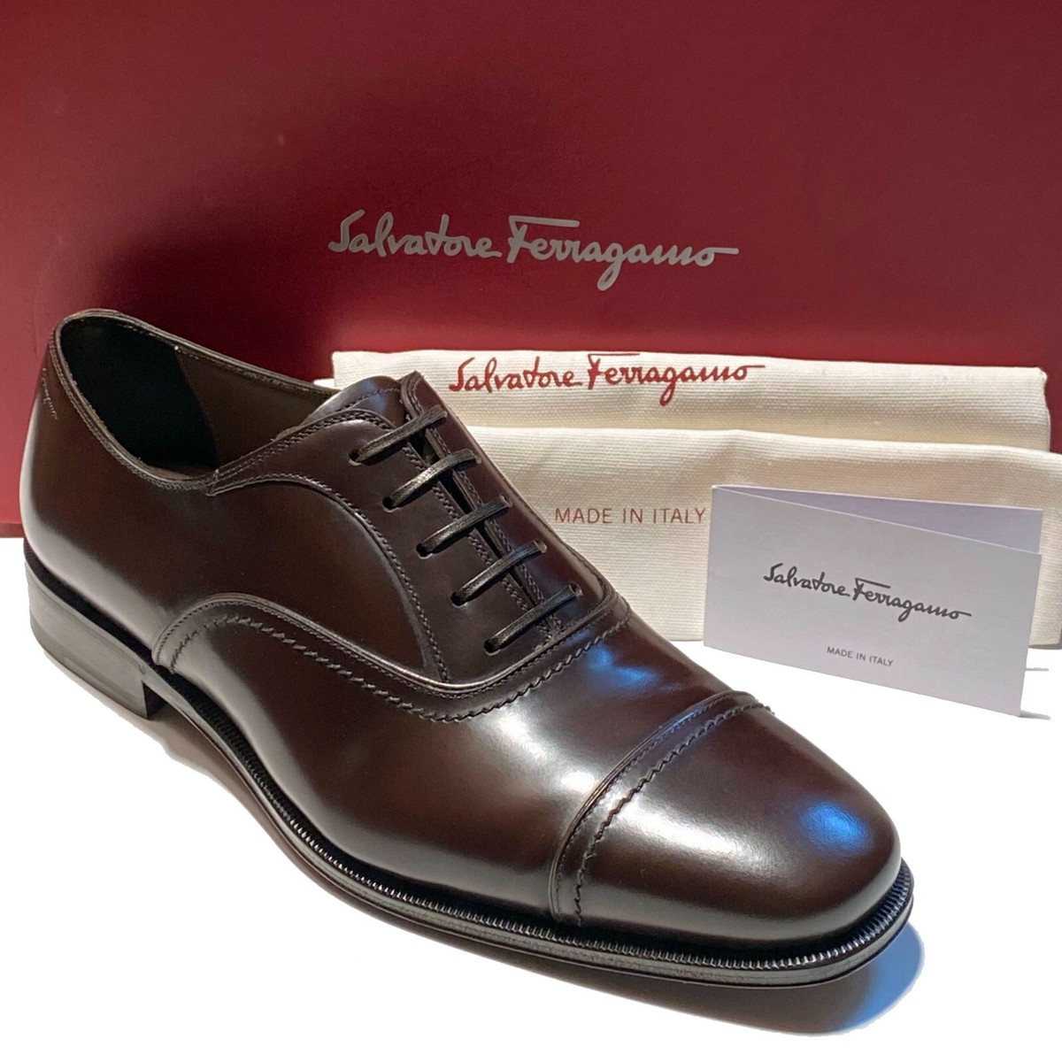 NIB Salvatore Ferragamo SEUL Cap Toe Oxfords Brown Size 6.5 Oxford shoe with toe cap - Men | Ferragamo main image 2
