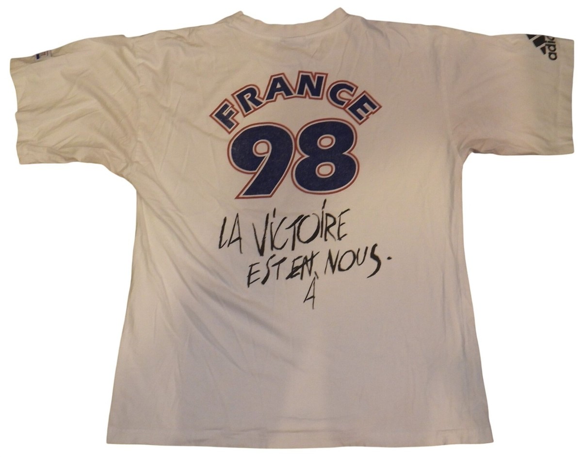 '98フランスWC 大会公認Tシャツ(希少デザイン) Vintage 1998 World Cup Champions France Soccer Adidas T-Shirt