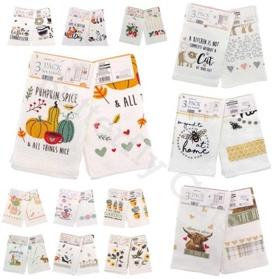 3er Pack 100% Baumwolle Geschirrtücher Deko Landhaus Küche Designs Ideales Geschenk