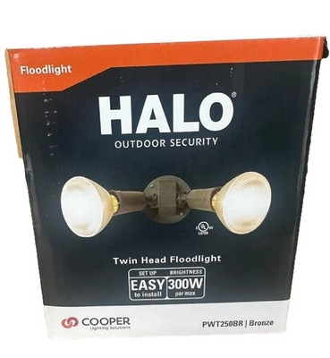  Cooper Lighting Halo Outdoor Security Twin Head Flood Light PWT250BR Bronze