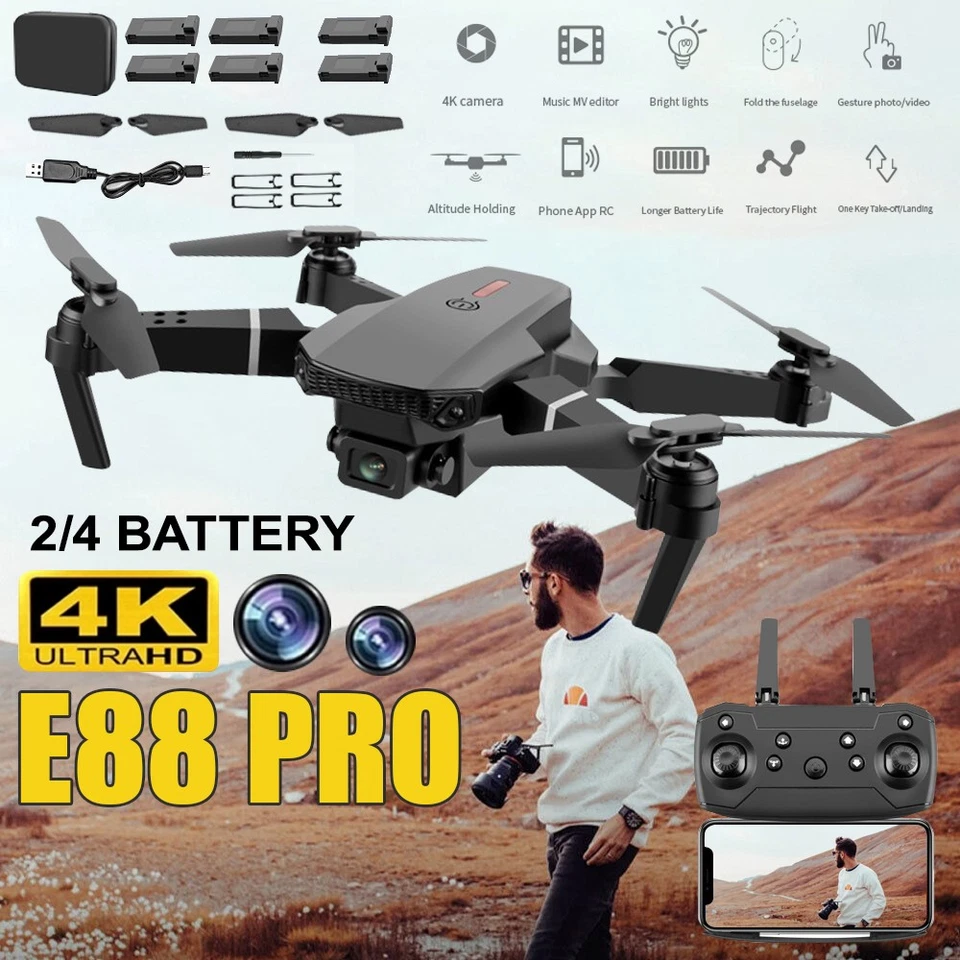 2024 Drohne Mit 4K HD Dual Kamera WiFi FPV Faltbare Quadcopter 2/4 Batterie RB6 - Bild 4 von 4