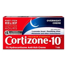 Cortizone-10 Maximum Strength Overnight Itch Relief Cream, 1 Hydrocortisone, ...