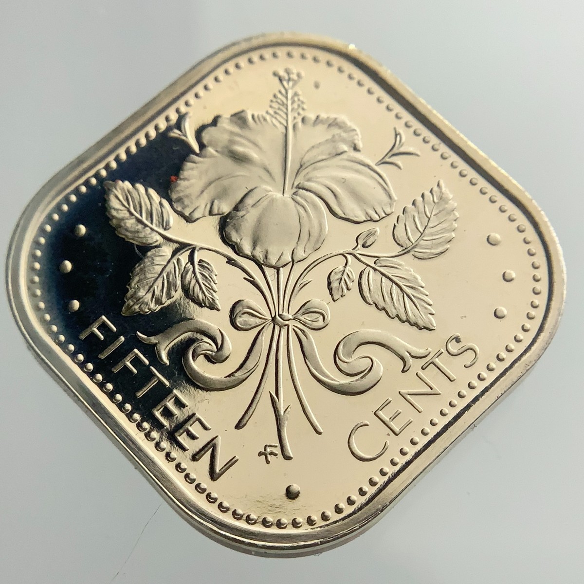 1974 Bahamas Fifteen Cents Proof Uncirculated Coin Hibiscus JJ552