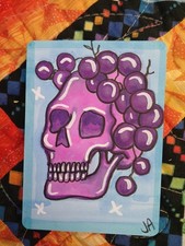 ACEO  Original Mini Art Card Fruit Skull Series #1 Grapes Drawing
