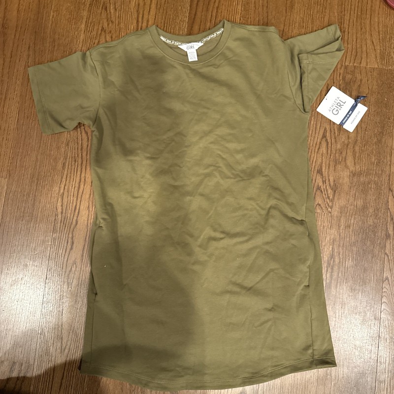 Athleta Girl Retrochill T Shirt Dress Olive Green Size 16 XXL NWT