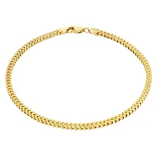 10k Yellow Gold 2.5mm Franco Box Square Wheat Foxtail Bracelet Chain Womens 7"