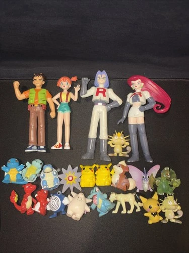 Vintage 1999 Pokemon Tomy Figures Lot 5” Jessie James Brock Misty & 18 2” Lot