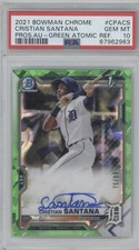2021 Bowman Chrome Cristian Santana Green Atomic Auto PSA 10 /99 Rookie Tigers