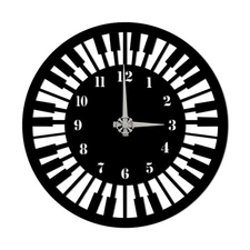 Metal Wall Art Clock, Music Piano Keys Design Living Room, Office, Silent Clock