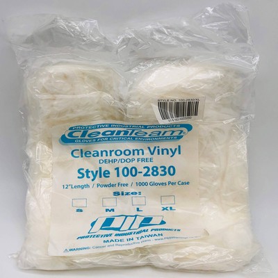 PIP 100-2830 Cleanroom Vinyl Glove XL Single Use Clss 10 Finger Textur 12'' 100pk