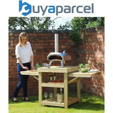 Zest Garden Pizza Oven Table Wooden Outdoor Dining BBQ Side Serving Table Shelf