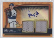 2011 Topps Finest Orange Refractor Rookie Dual Relics 65/99 Alex Cobb Auto 0b2