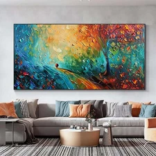 Abstract Hand Painted Oil Painting On Canvas landscape Home Decoration Green