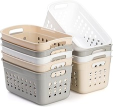 9-Pack Small Plastic Storage Baskets with Handles for Home Organization
