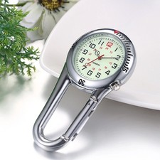 Portable Clip On Carabiner Metal Fob Watch Luminous Dial For Doctor Nurses