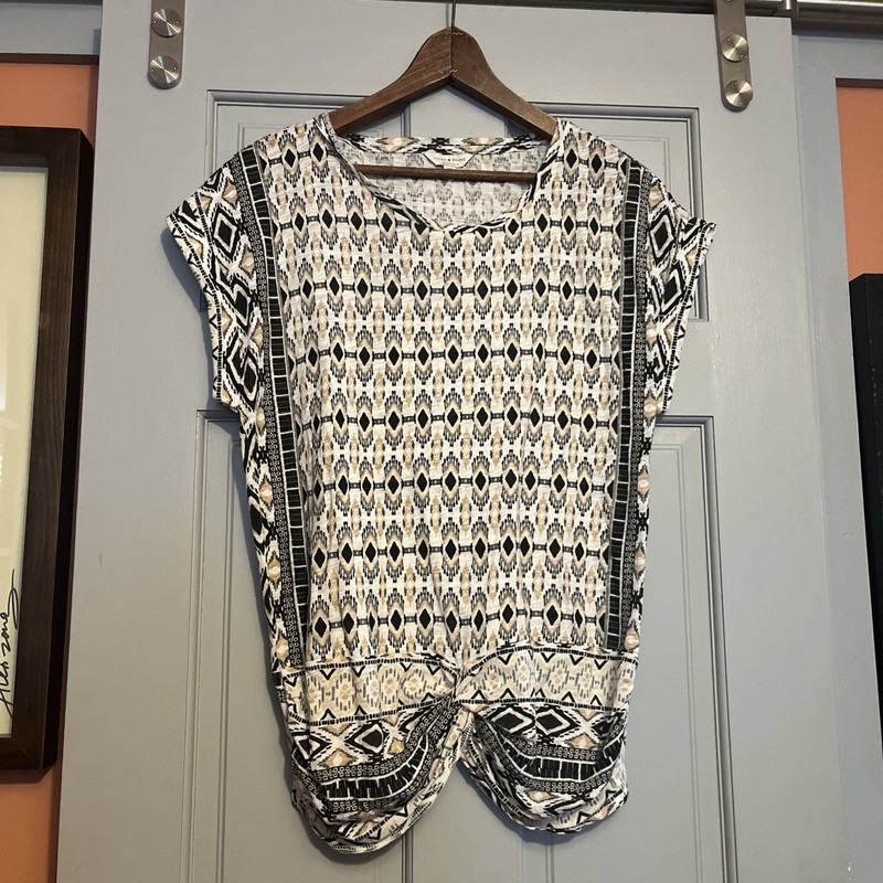 nwot lucky brand aztec style ss top beige black sm