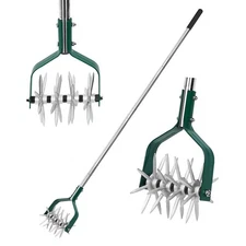 Yeelor Rotary Cultivator Tiller Adjustable S/S Handle 57x5.8 inches, green 