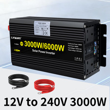 3000W 6000W Power Inverter 12V to 240V 2USB 2AC LED Display Caravan Backup Power