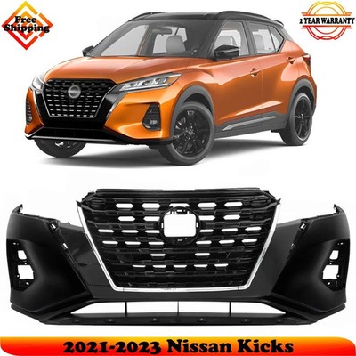 Front Bumper Cover Fascia & Grille Assembly Kit For 2021-2023 Nissan Kicks