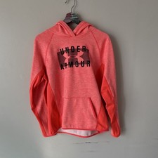 Under Armour ColdGear Boys Red Pullover Hoodie Loose Fit Long Sleeve Size L