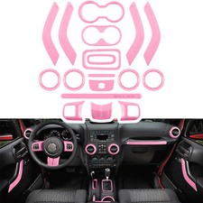 18pcs Full Set Interior Decoration Trim Kit For Jeep Wrangler Jk 2011-2017 Pink