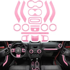 18PCS Full Set Interior Decoration Trim Kit for Jeep Wrangler JK 2011-2017 Pink