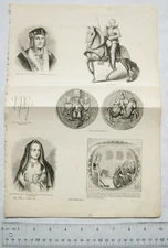 1860s engraving - Henry VII, Great Seal, Armour, etc.