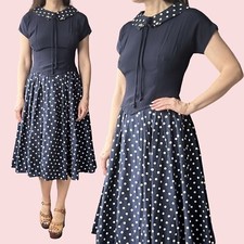 1950’s 1960's Vintage Taffeta & Rayon Polka Dot Full Skirted Prom Dress