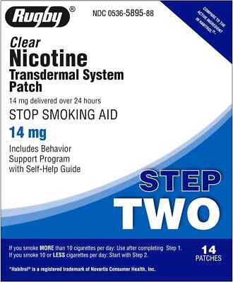 Rugby Clear Nicotine Transdermal System Patch Step 2 ( 14mg ) 14 Patches 03/2026