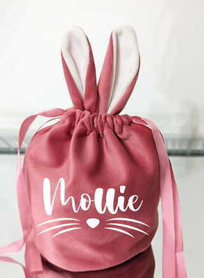 Ostern personalisierte Hasenohr Leckerlibeutel Eiersuche Idee rosa kleine Beutel Geschenk
