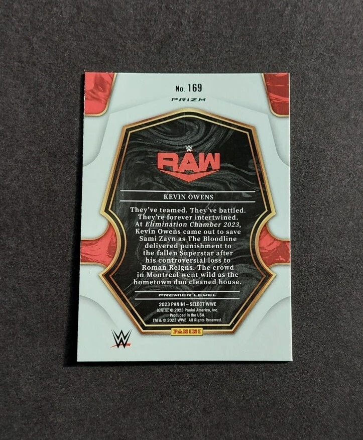 2023 Panini Select WWE Red & Blue Premier Level Prizm Kevin Owens No. 169 - Image 2 of 2