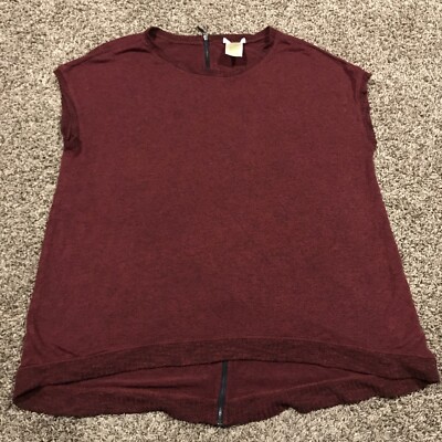 Matty M Womens Size M Full Zip Back Red Sleeveless Blouse Rayon Blend A31
