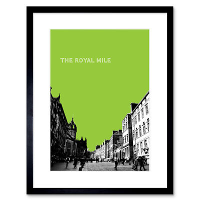 Royal Mile Edinburgh Schottland berühmte Straße grün gerahmter Kunstdruck 12 x 16 Zoll
