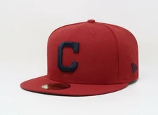 New Era 5950 Men Women Hat Cleveland Indians Guardians "C" Red On Field Cap