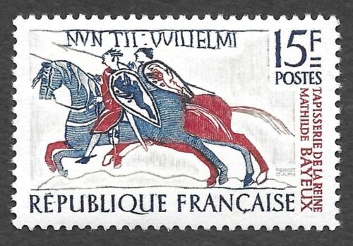 Frankreich 1958: 15f rot & blau - Fragment des Bayeux Wandteppichs - postfrisch