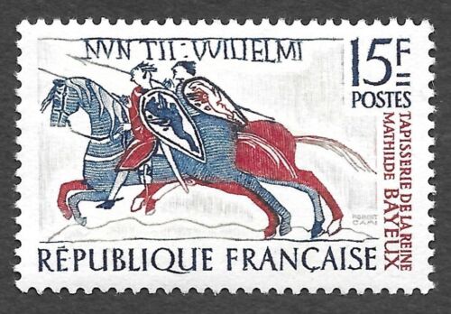 France 1958:  15f Red & Blue - Fragment of the Bayeux Tapestry - Mint - Afbeelding 1 van 1