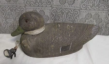 J. C. Higgins Vintage Life-Like Duck Decoy Glass Eyes Paper Mache Duck w Anchor
