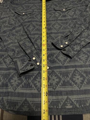 Lucky Brand Mens Blue Native Southwestern Print Western Snap Up Shirt - L EUC - Picture 6 of 9