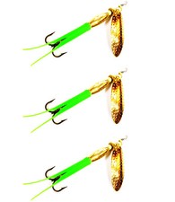 3 Flo. Green Bullet Swing Blade Spinners Salmon Trout Pike Bass Steelhead Lures