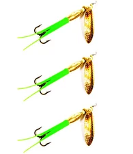 3 Flo. Green Bullet Swing Blade Spinners Salmon Trout Pike Bass Steelhead Lures