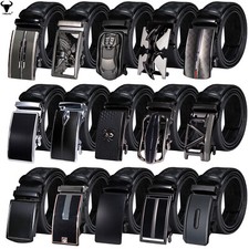 Genuine Leather Mens Ratchet Belt Belts For Men Adjustable Automatic Buckle Gift