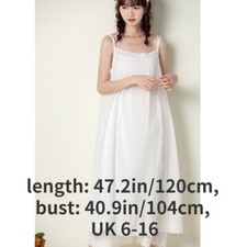 Women Lace Cotton Cami Dress Underdress Floral Embroidered Midi Slip Loose Cute