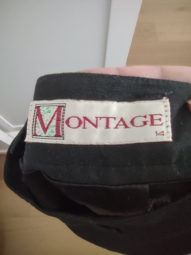 Vintage Ladies Size 14 Black Linen Blend Skirt With Pockets! - Picture 6 of 8