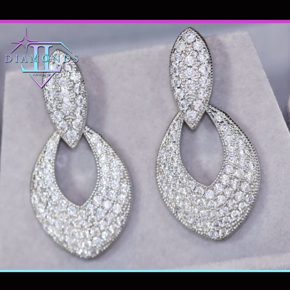 Elegant Womens Simulated Diamond Earrings in Stunning Silver Style Elegant Womens Simulated Diamond Earrings in Stunning Silver Style