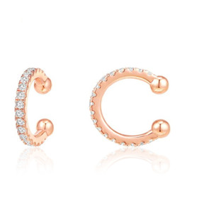 2Pcs 18K Gold Plated Micro Cz Ear Cuff Earrings No Piercing Clip On I72