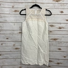 Loft White Lace Patterned Yoke Sleeveless Shift Tank Dress Size 0